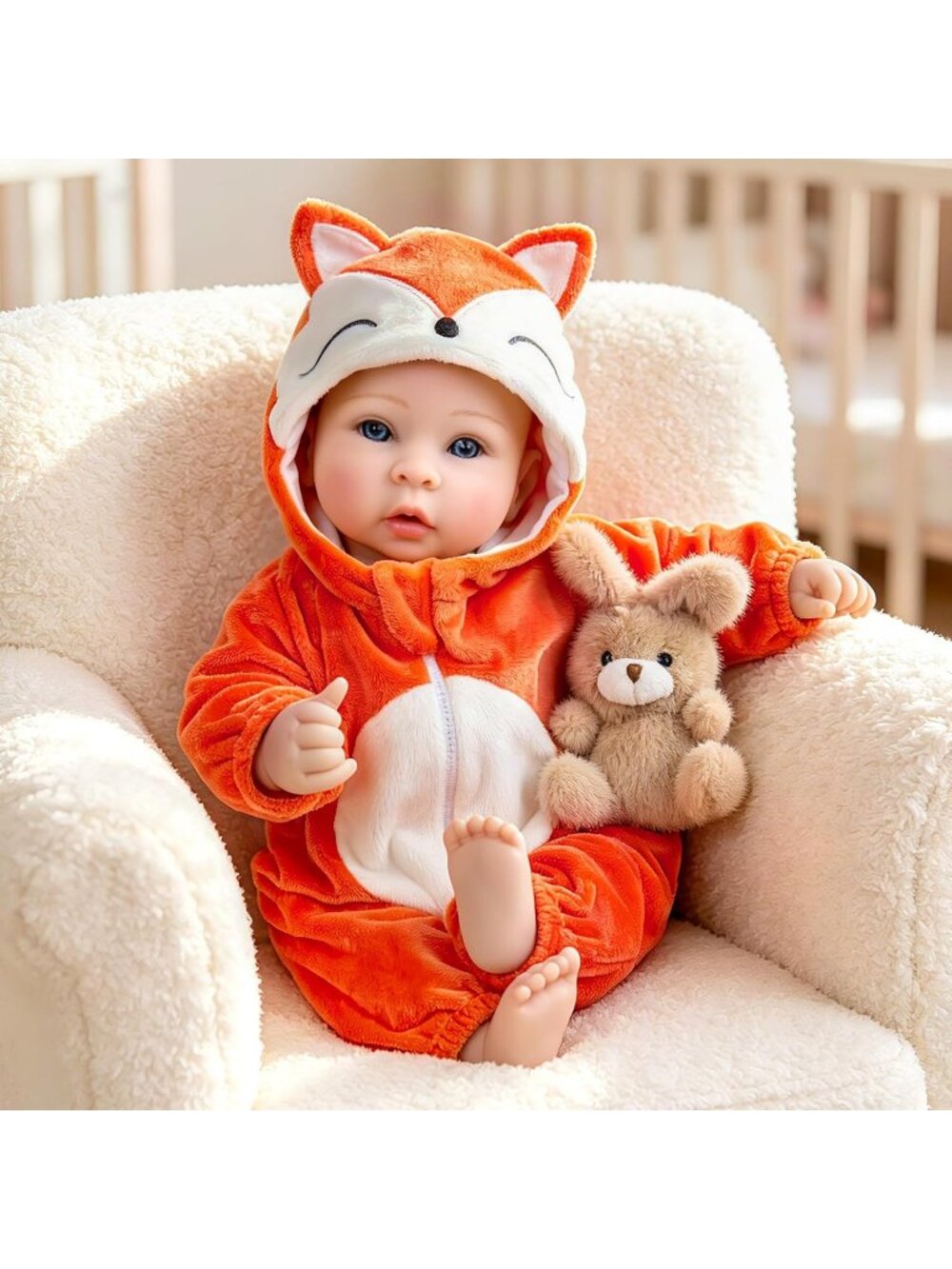 17 Inches Orange Realistic Baby Dolls with Soft Body Doll Set with Feeding Kit